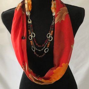WOMEN'S BEADED INFINITY SCARF/EARRING SET